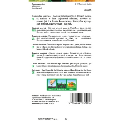 Kukurydza cukrowa Złota Karłowa nasiona